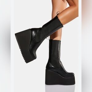 Lamoda SHY LOVE WEDGE PLATFORM BOOTS size 9